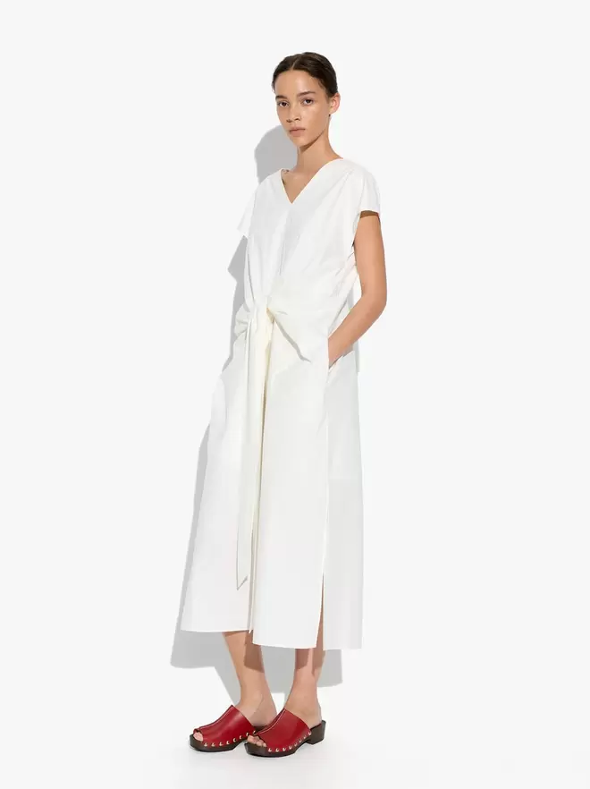 Midi dress with knot 100% cotton