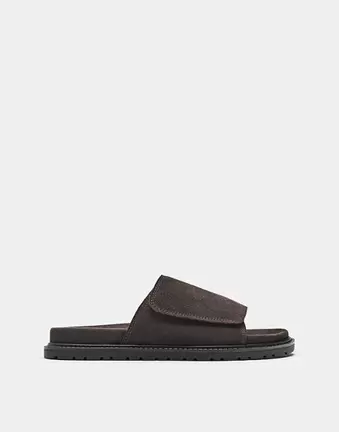 Pull&Bear Leather slider sandals in pink shades