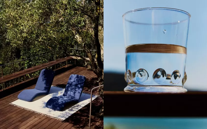 SUN LOUNGERS, TOWEL AND TUMBLER