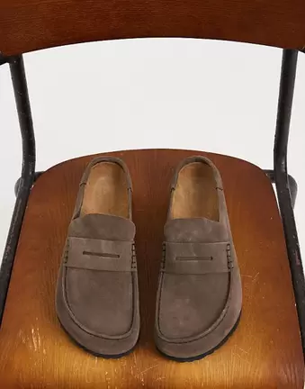 Birkenstock Naples wrapped loafer in concrete grey suede