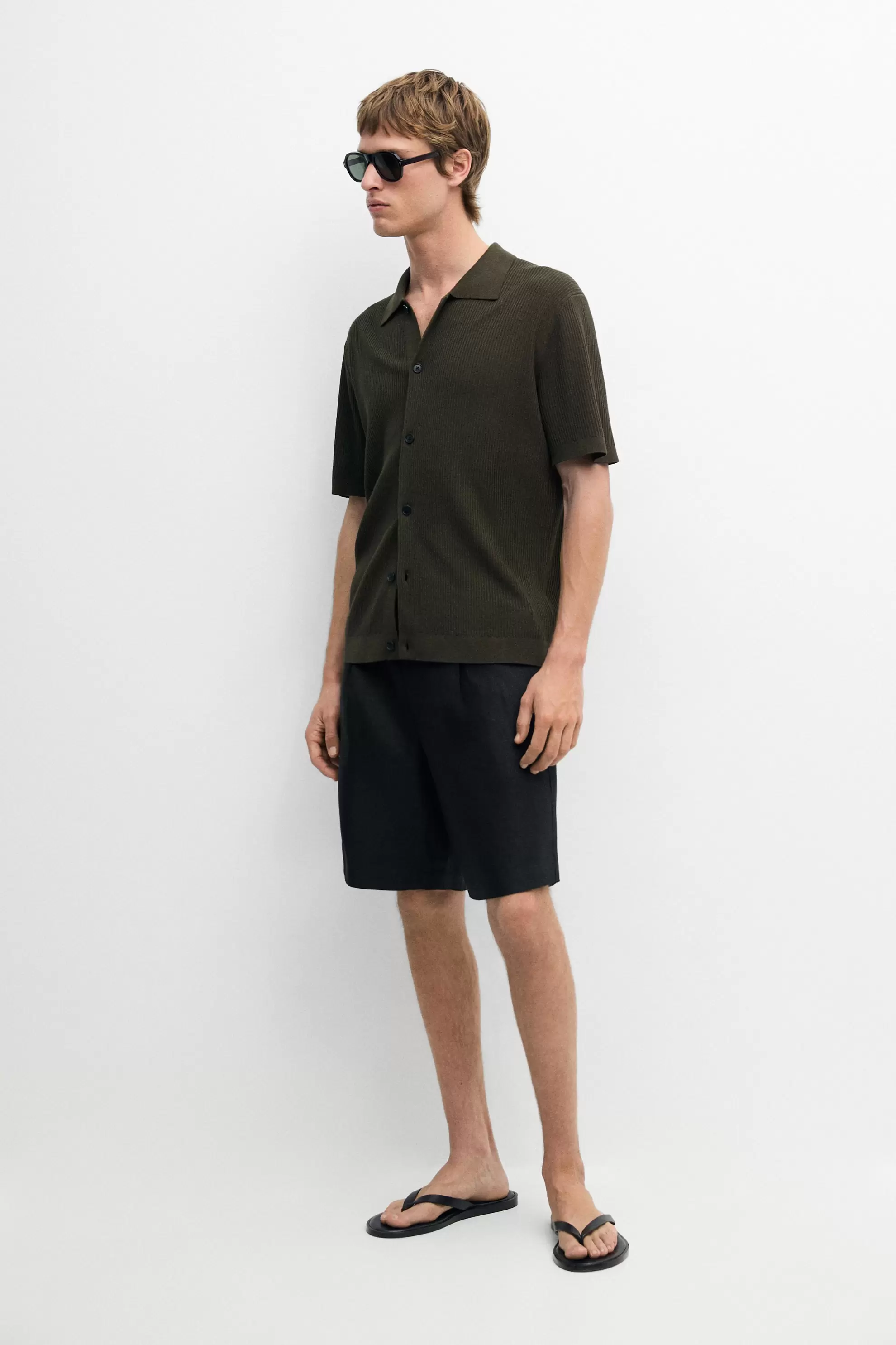 Cotton blend polo shirt with button detail