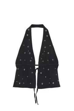 Halter nyakú top fűzőlyukakkal
