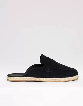 Threadbare Faux suede penny loafer sandals in black