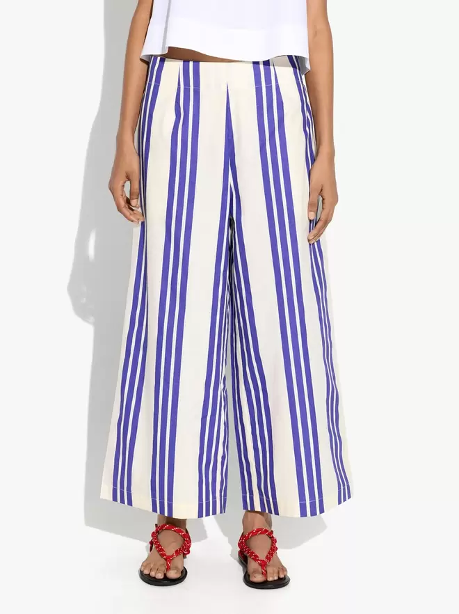 Trousers with elastic waist with stripes 100% cotton