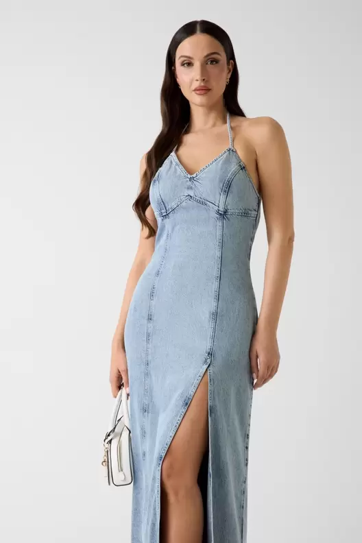 Denim long dress