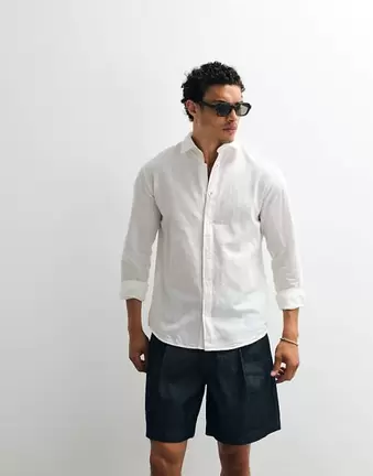 Jack & Jones linen blend regular shirt in white