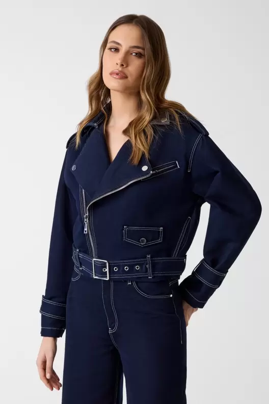 Denim biker jacket