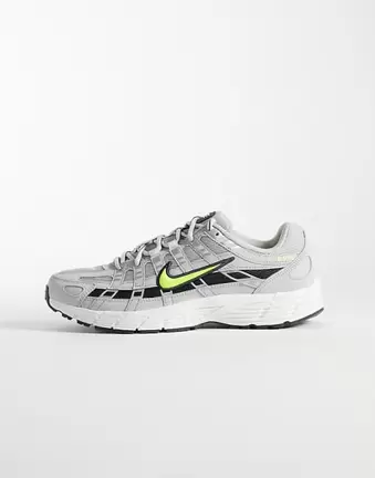 Nike P-6000 trainers in light grey and neon green