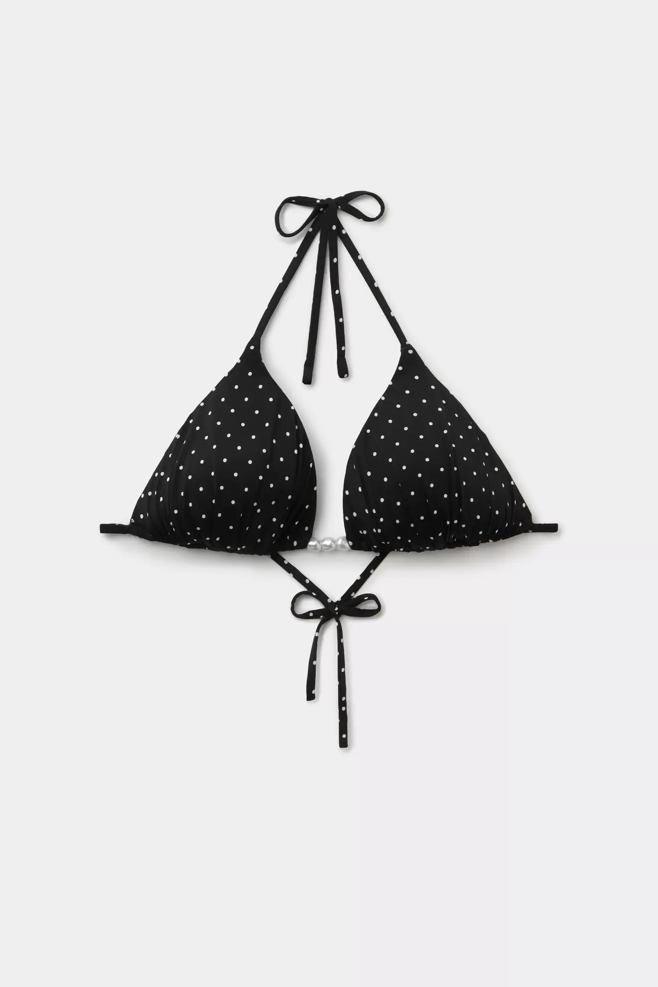 Pöttyös Háromszög Bikini Felső Vékony Szivacsos Kosárral Gyöngyökkel