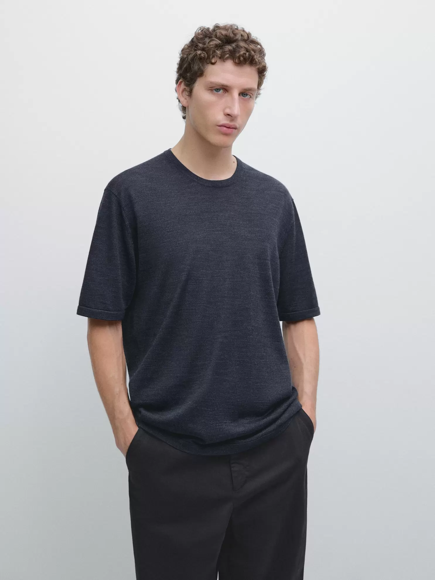 Wool blend knit T-shirt