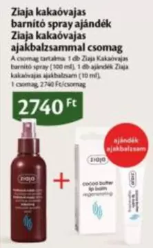 Ziája kakaóvajas barnító spray ajándék Ziája kakaóvajas ajakbalzsam csomag