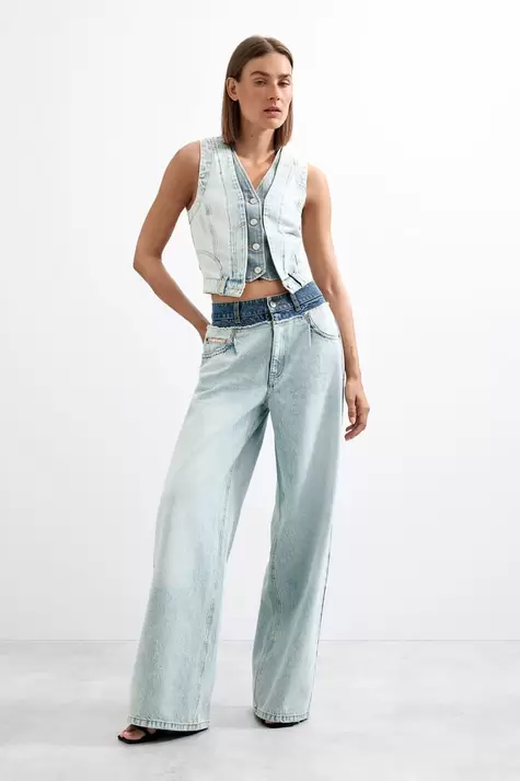 Combined denim vest