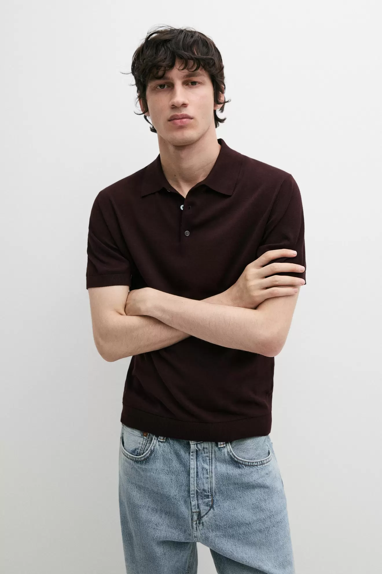 Knit cotton polo shirt
