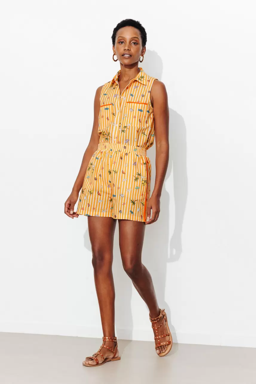 Canvas patterned shorts