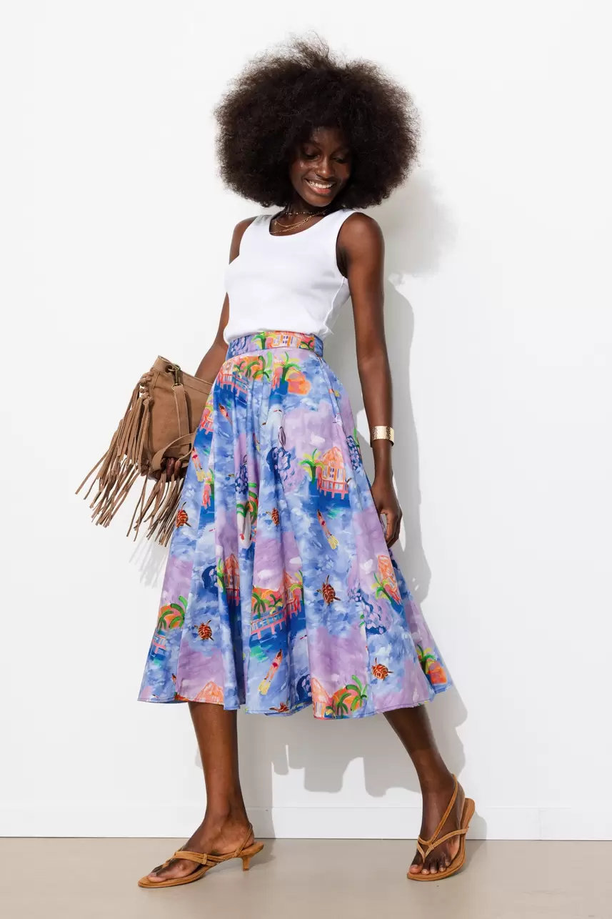 Midi patterned skirt