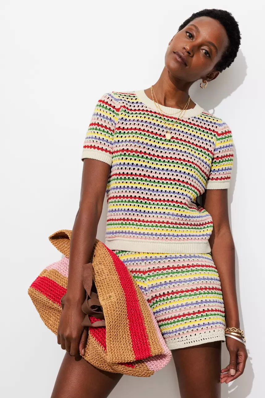 Striped crochet sweater