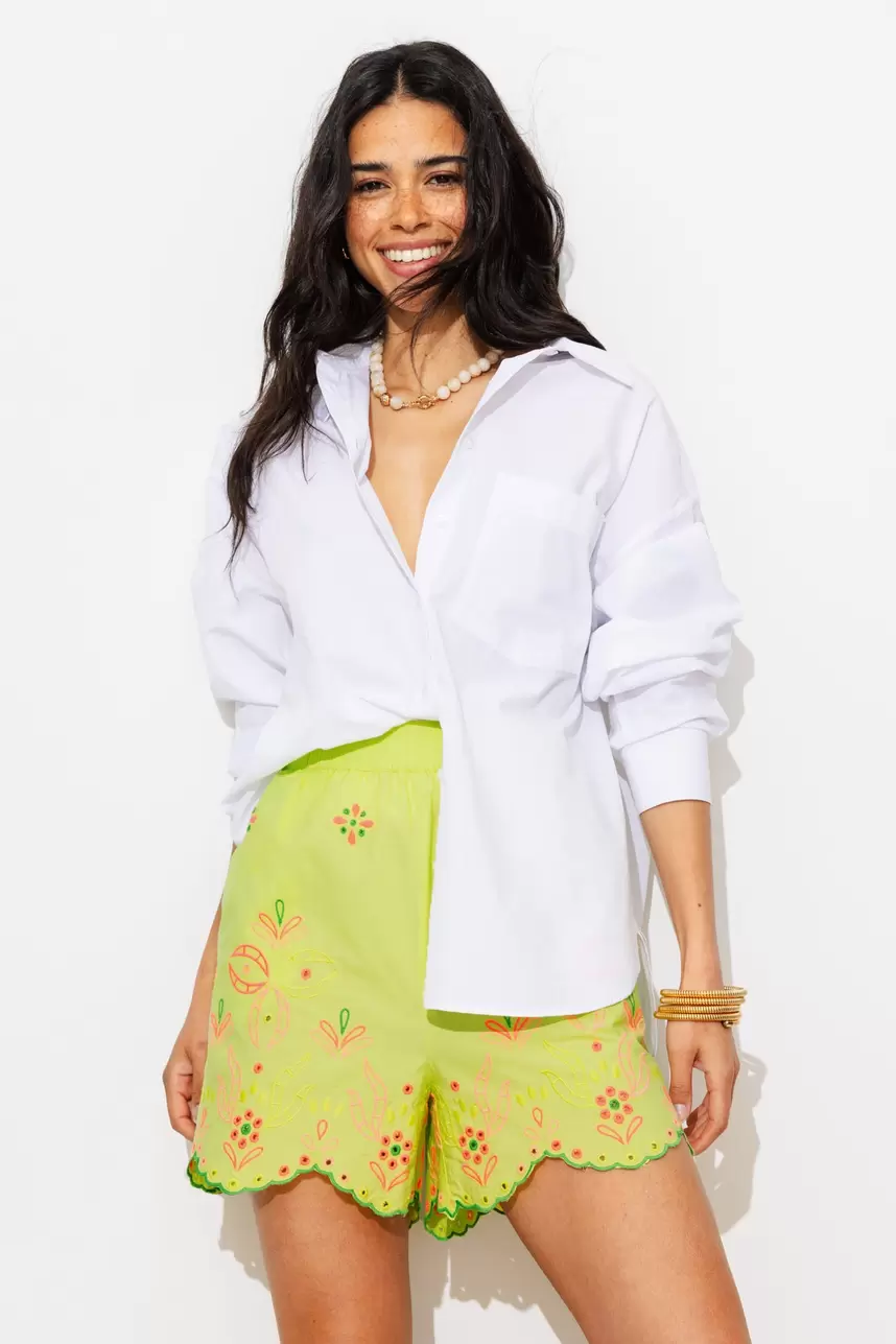 Embroidered cotton shorts