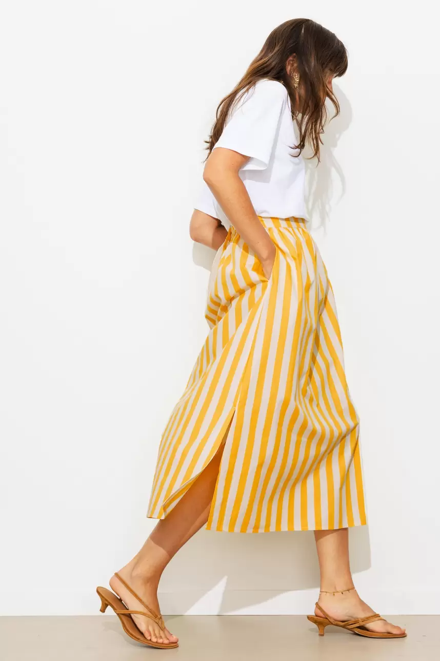 Striped midi skirt