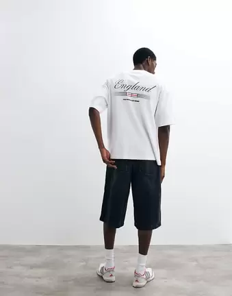 ASOS DESIGN waffle oversized tee with FIFA World cup England print in White