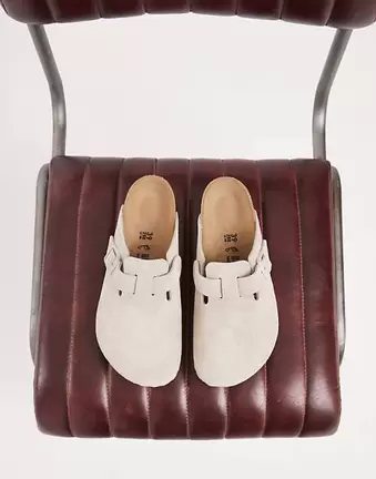 Birkenstock Boston suede clogs in oyster