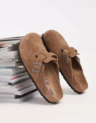 Birkenstock Boston suede clogs in dark tea