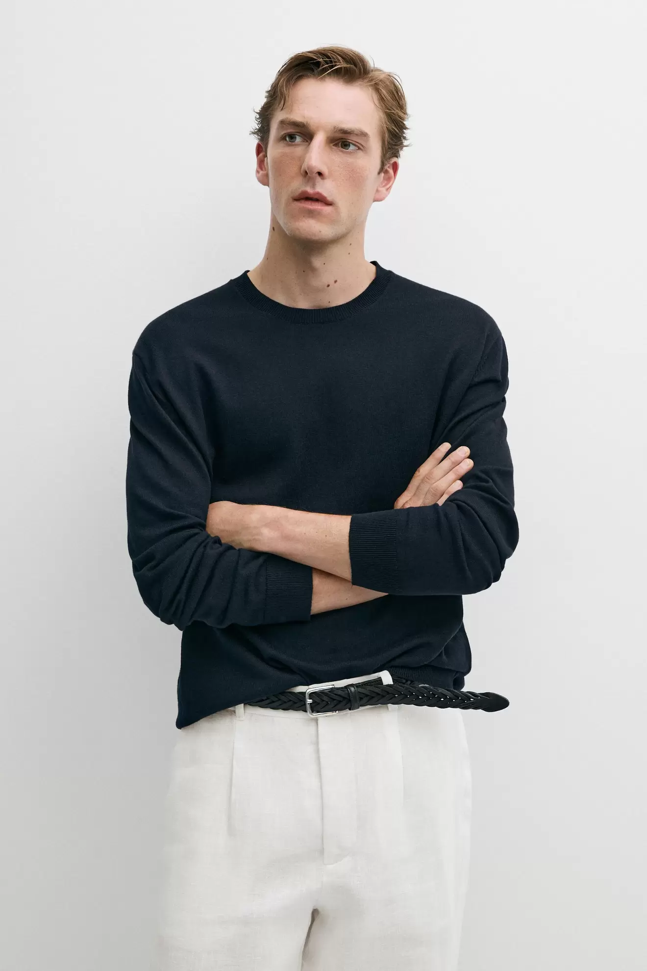 Cotton blend knit sweater