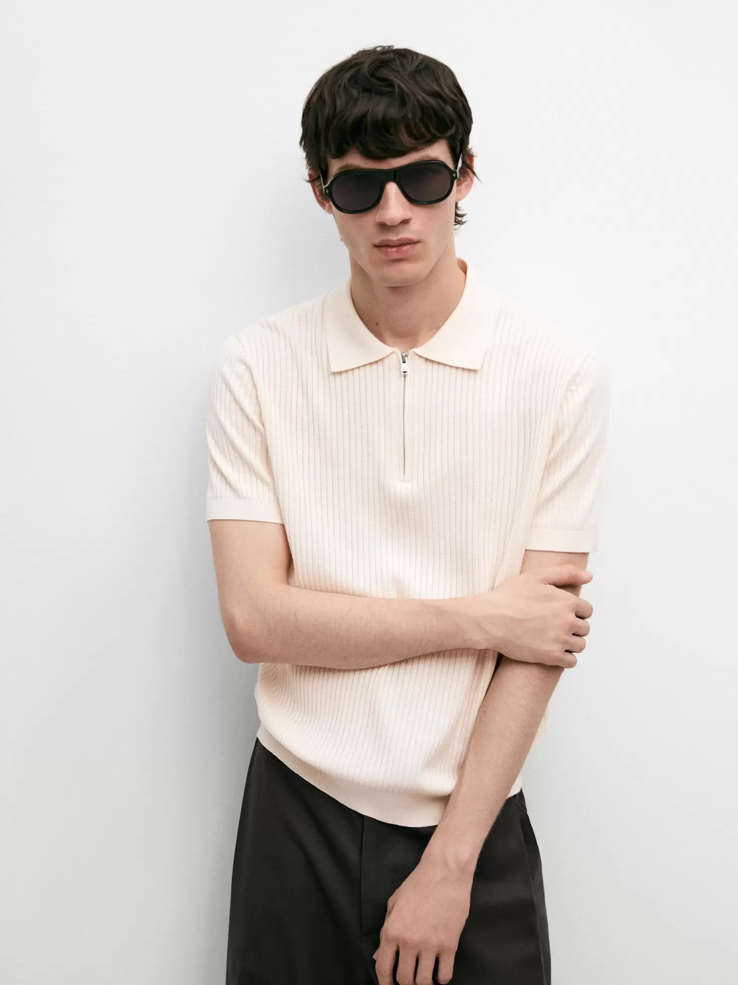 Quarter-zip knit polo sweater