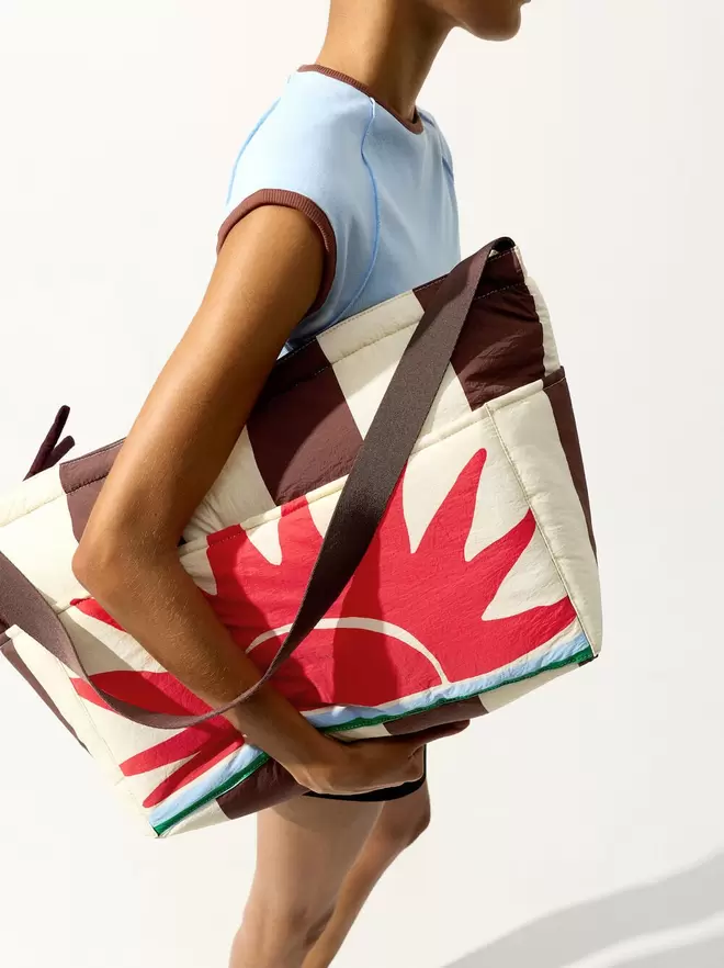 Printed nylon lunch bag with inner pouch
