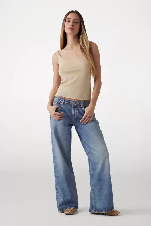 Printed low rise baggy jeans