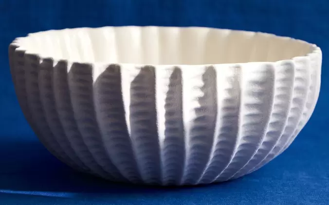 STONEWARE SALAD BOWL WITH RAISED DESIGN