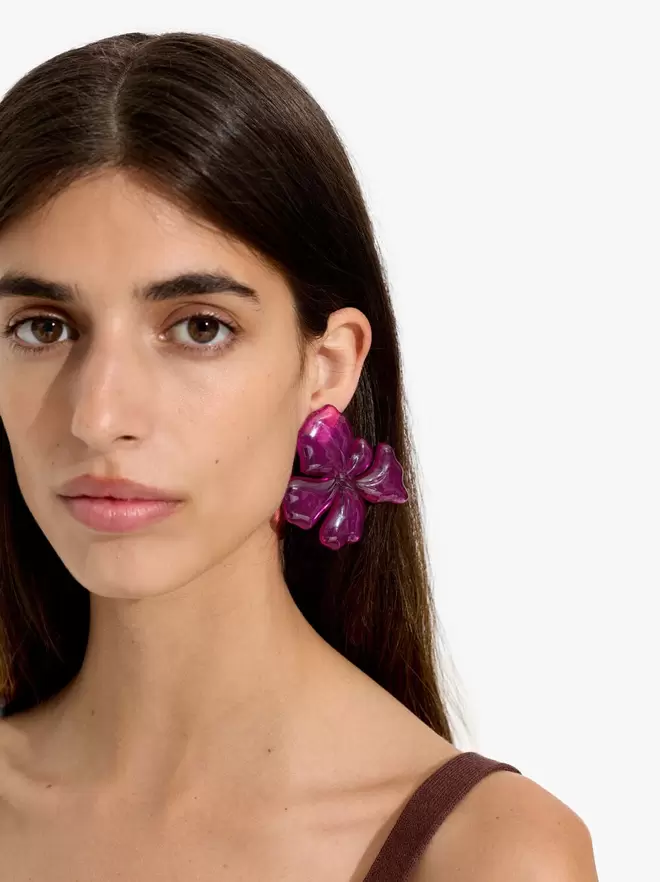 Maxi earrings with resin flower
