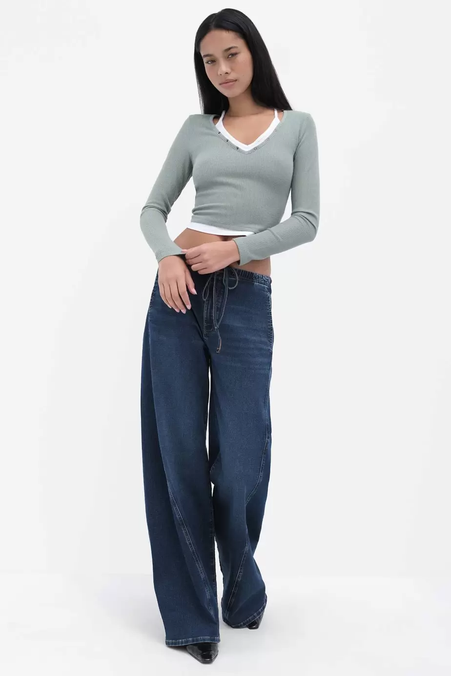 Low-rise jogger twisted extra wide jeans