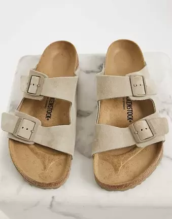 Birkenstock Arizona suede sandals in faded khaki