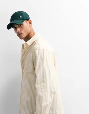 ASOS DESIGN oversized poplin stripe shirt in yellow and white