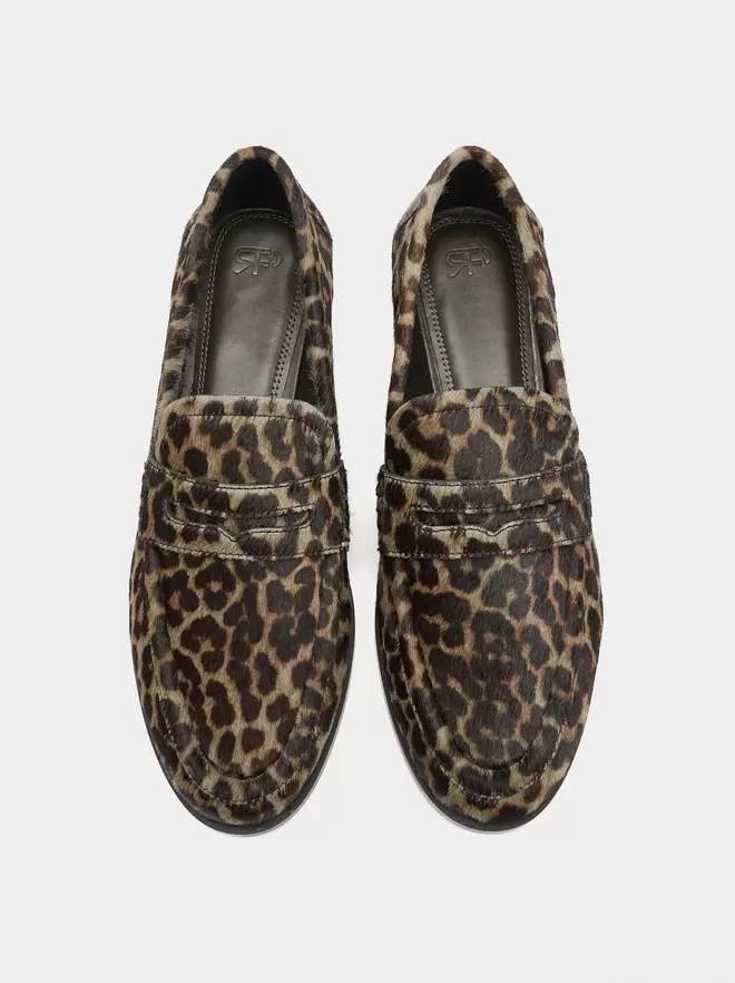 Animal print leather moccasins