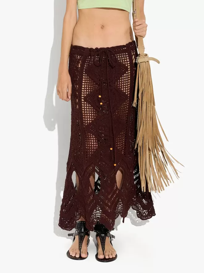 100% cotton crochet knit skirt
