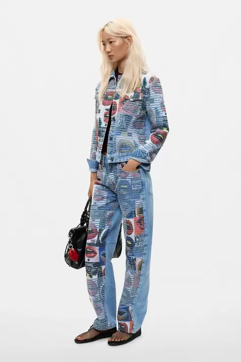 Printed denim jacket 100% cotton