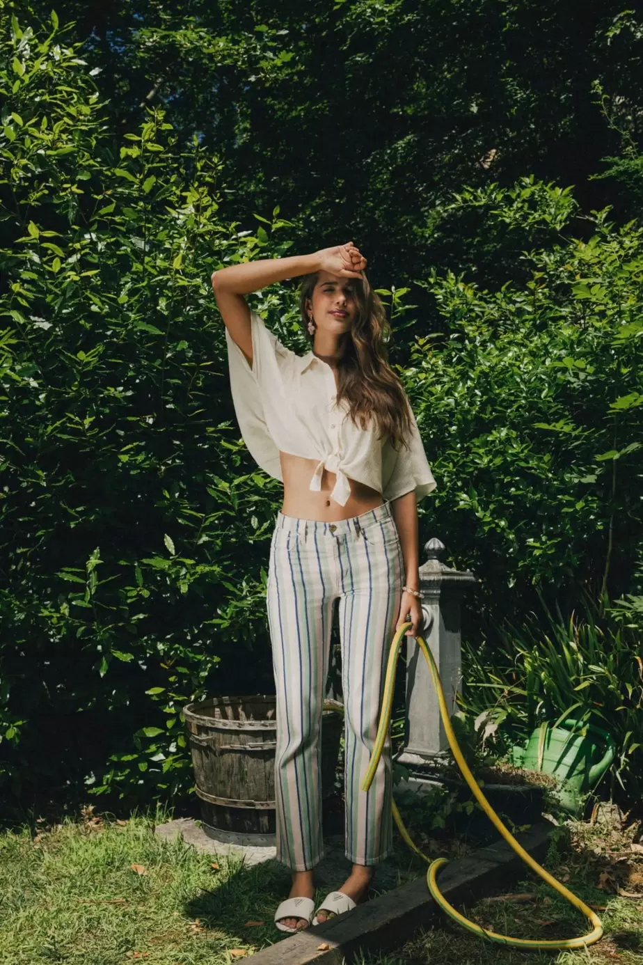 Striped bootcut jeans