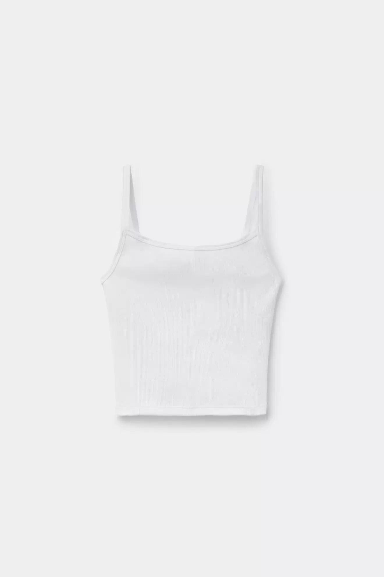 Crop Top Bordás Pamutból Vékony Vállpántokkal