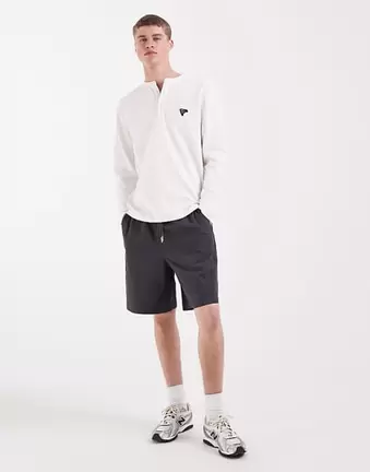 ASOS DESIGN mid length elasticated jort in charcoal