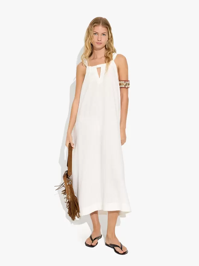 Halter dress with linen blend