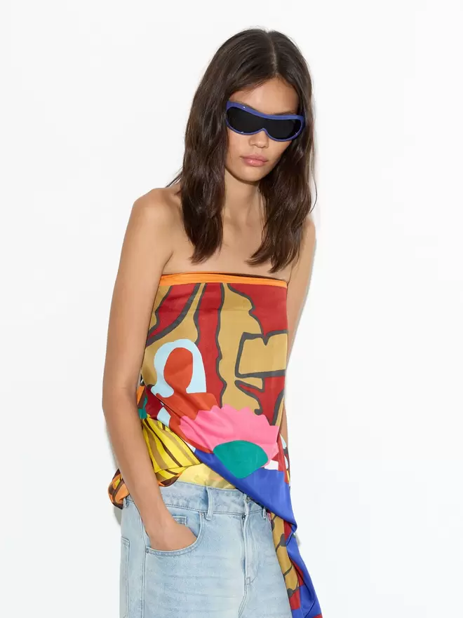 Printed square scarf