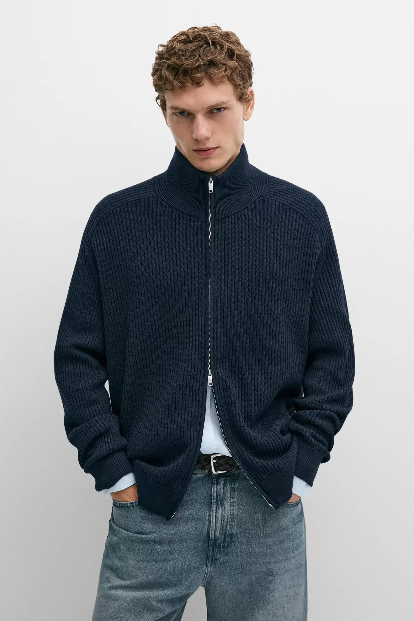 100% cotton ribbed knit cardigan