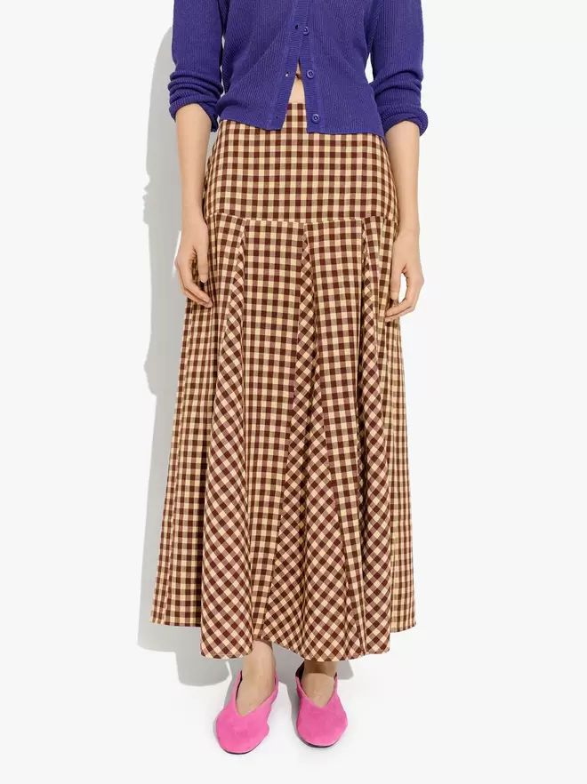 Long skirt with vichy squares