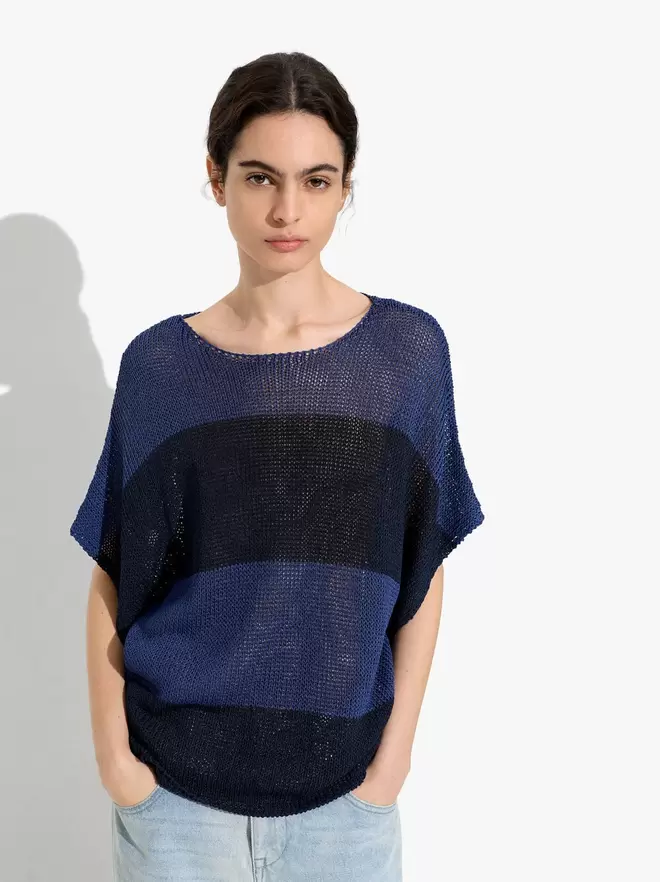 Sweater in fine knit with stripes