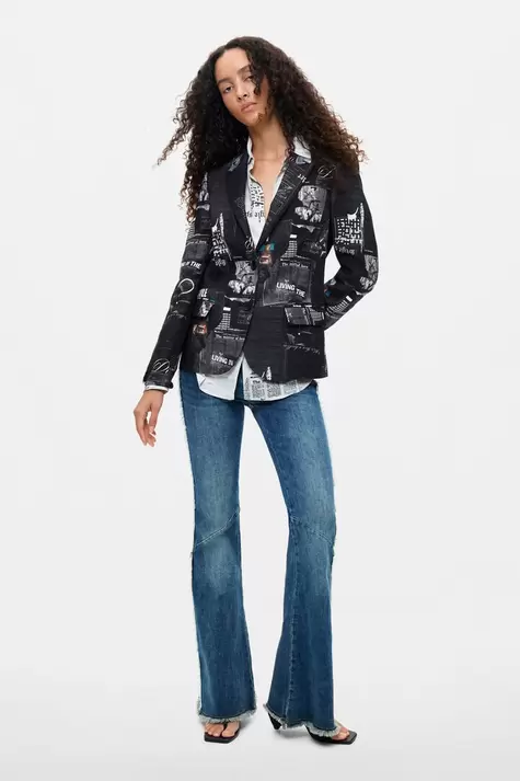 Patchwork Printed Blazer