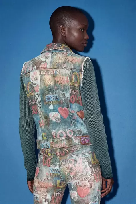 Printed denim jacket