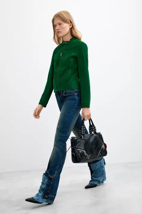 Short Faux Leather Jacket