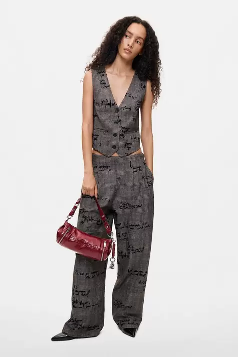 Checkered vest with lettering