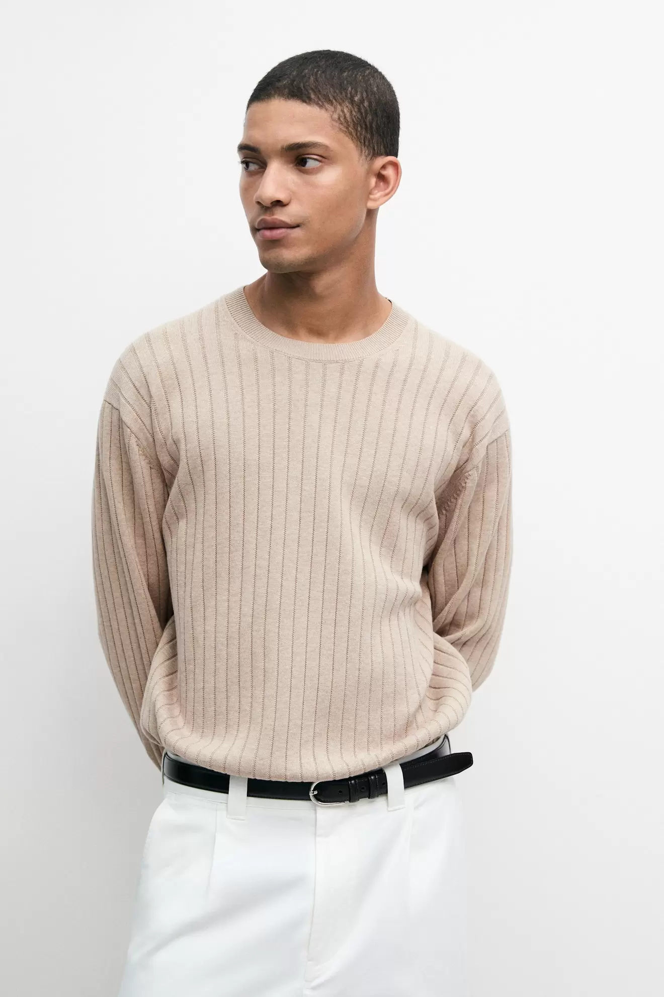 100% cotton ribbed knit sweater